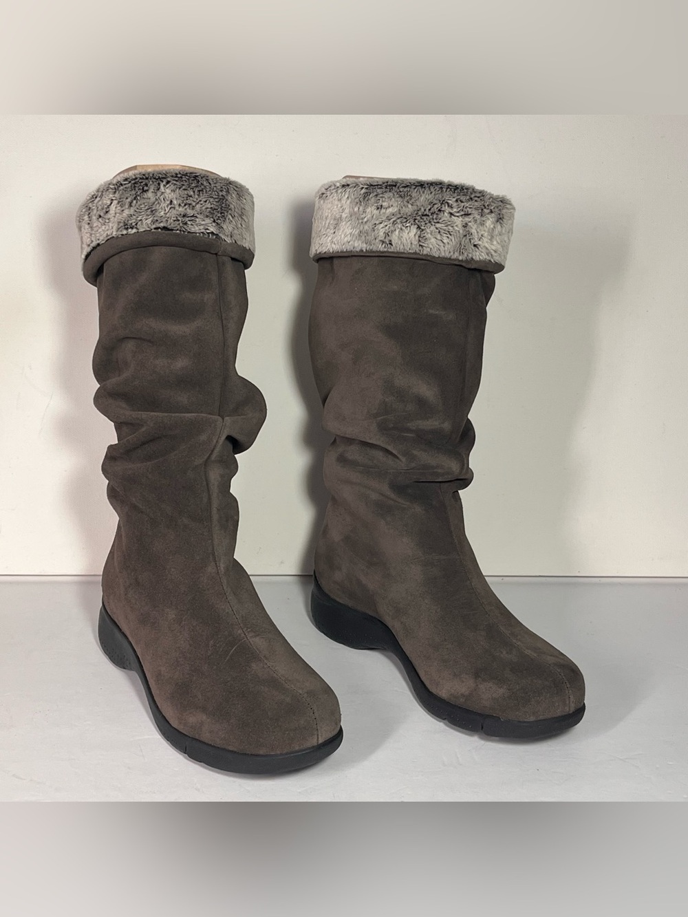 La Canadienne Trevis London Oiled Suede Slouch Boot with Fur Cuff